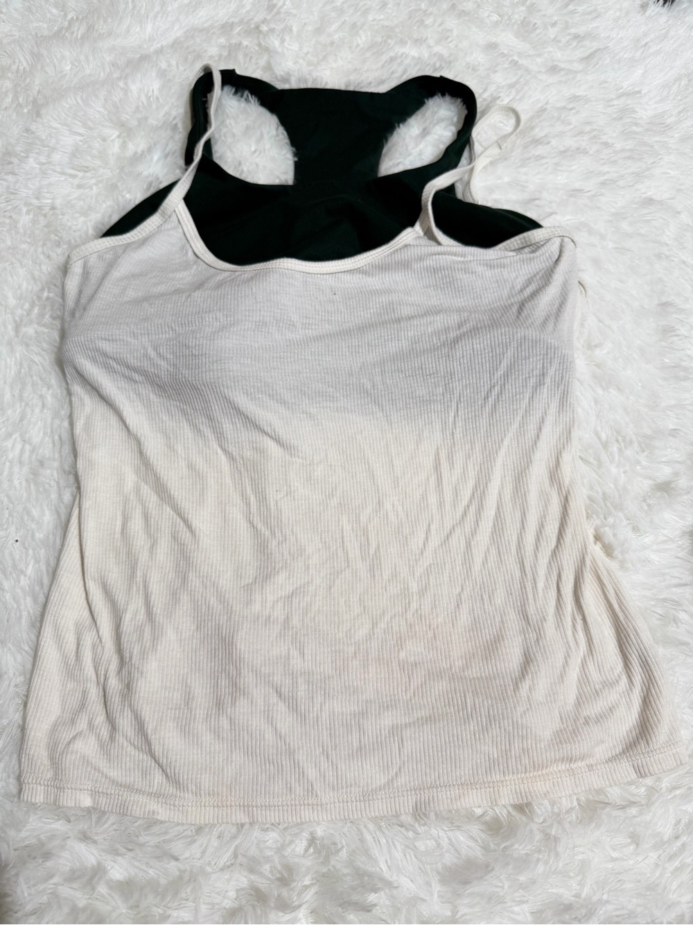 SET Active XL Sports Bra Tank Top Workout Shirt Sportbody Green White Pilates